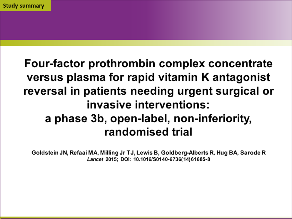 Four-factor pcc versus plasma